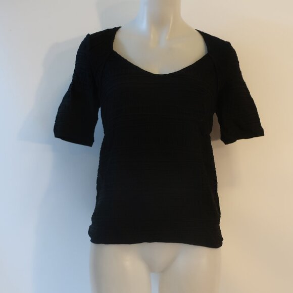 Womens Wolford Black Textured Short Sleeve Top 1/S - Picture 1 of 7